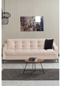 Resim Modalife Megan Üçlü Yataklı Salon Oturma Odası Kanepe Krem 
