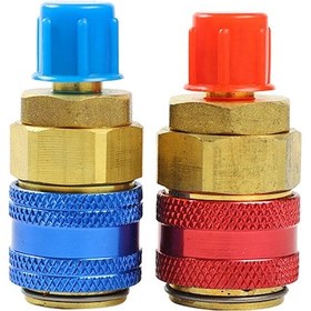 Resim Symbee R134a Hava Koşullandırma Hızlı Bağlantı Adaptörü Seti - Yüksek Ve Düşük Basınç İçin Pirinç Bağlantılar 