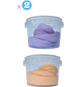 Resim Ele Yapışmayan Mor-turuncu Slime 2 Li Pofuduk Slaym Oyun Hamuru 