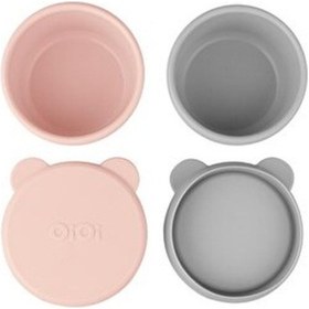 Resim Silikon Kapaklı Mini Kase 2'li Pinky Pink - Gri 5 Adet 