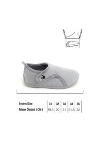 Resim Gezer Kışlık Kız Çocuk Rahat Taban Cırt Cırtlı Ayarlanabilir Ev Okul Kreş Panduf Ayakkabı Gri 