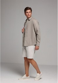 Resim Colin's Colins Regular Fit Shirt Neck Düz Erkek Kahverengi Uzun Kol Gömlek Cl1080088 Q1.v2 Lbw Latte Brown 