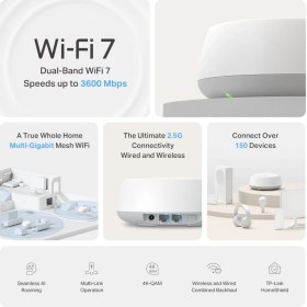 Resim TP-Link Deco BE25 (2-Pack) | Wi-Fi 7 Mesh Sistemi | BE3600 Mbps Hız | Fiber Uyumlu | Çift Bant | AI-Roaming | 2.5 Gbps Port | 200 Cihaz | WPA3 | VPN | Mobil Uygulama ile Kolay Kurulum 