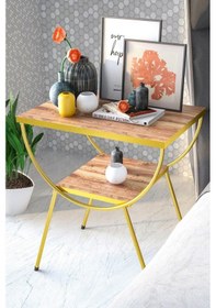 Resim Yan Sehpa Komodin Metal Ayak Gold Ceviz 1982 Ceviz 