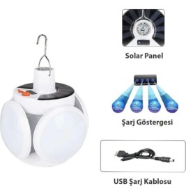 Resim Epilons P-038 Solar Güneş Enerji ve USB Sarjli 5 Kanatlı 