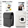Resim Fujifilm Instax Mini LiPlay Hybrid Misty White Fotoğraf Makinesi 20'li Film ve Deri Kılıf Hediye Seti 