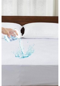 Resim 160x200 Cm Çift Kişilik Fitted Geçmeli Sıvı Geçirmez Alez Pamuklu Yatak Koruyucu 