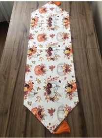 Resim Çiçekli Balkabağı Desenli Runner Çok Renkli 