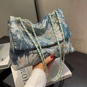 Resim Yeni vintage trend yağlı boya moda tek omuz çapraz çanta şık büyük kapasiteli küçük kare çanta günlük kapaklı omuz çantası 