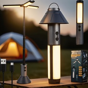 Resim 3-in-1 Çok Amaçlı Teleskopik Kamp Lambası, USB Şarj Edilebilir Pil, LED El Feneri ve Çadır Lambası - Taşınabilir Kamp, Yürüyüş, Acil Durumlar için Dış Mekan Aydınlatması - Dayanıklı ABS Malzeme, Düğme Kontrolü, 36V Güvenli Voltaj, Kamp Aksesuarları, Yürüyüş Gereksinimleri, Şık Tasarım, Sağlam Yapı, Kamp Lambası, Kamp Ekipmanı, Şarj Edilebilir Işık, Kamp Aksesuarı, Kamp Lambası 