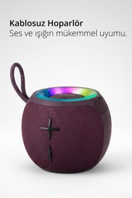 Resim Piranha 7837 Kablosuz Hoparlör | TWS Bluetooth | USB & TF Kart Girişi | RGB Işık Modları | Taşınabil 
