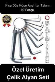 Resim Svein Özel Üretim Tamir Usta Altı Köşeli Bozuk Vida Kısa Düz Köşe Anahtar Takımı Çelik Alyan Seti 10 Parça 