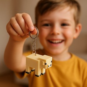 Resim Flexilab Creative Minecraft Domuz Figürlü PLA Anahtarlık - 3D Baskı Piksel Tasarım, Koleksiyon ve Hediyelik 