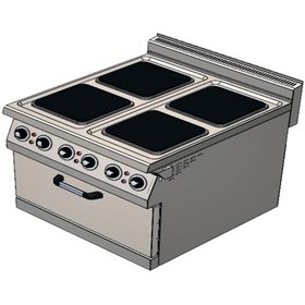 Resim CSA Karacasan 900 Seri Dolaplı 80 cm 4 Gözlü Elektrikli Ocaklı Kuzine(80x90x85Cm) 