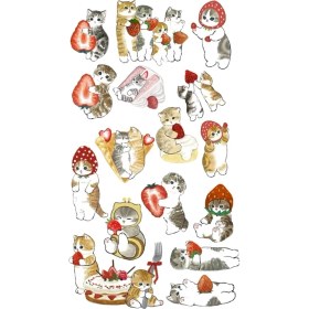Resim Strawberry Cat Çilek Kedi Tablet Telefon Laptop Ajanda Bullet Journal -Suya Dayanıklı Etiket 