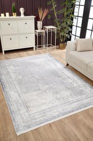 Resim Iklin Gri Modern Pamuk Makine Halısı 80x150 
