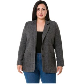 Resim Disentis Büyük Beden Cepli Balıksırtı Blazer Astarlı Gri Ceket-gri Gri 