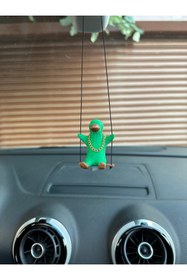 Resim 3dbaydesign Altın Zincirli Sallanan Ördek Yeni Trend Dikiz Ayna Süsü (yeşil Kahverengi ) 