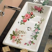 Resim 1 Adet SupSticker Çiçekli Küvet Etiketi - Kendinden Yapışkanlı Gül & Pembe Çiçek Tasarımı, Nem Dirençli Vinil Sticker Düz Yüzeyler İçin (Mermer, Cam, Akrilik), Kolay Uygulanır & Çıkarılır, Şık Banyo Dekoru, Çiçekli Banyo Vurguları | Çiçekli Küvet Tasarımı | Kolay Uygulama Etiketi 