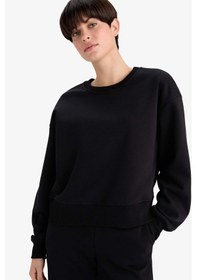 Resim Defacto Boxy Fit Basıc Sweatshirt B8568AX24WN Siyah 
