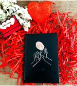 Resim Hediyenikap Sevgililer Günü Çiçekli El Desen Baskılı Ahşap Defter - Siyah 