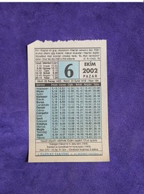 Resim 6 Ekim 2002 Takvim Yaprağı - Nostalji Koleksiyonluk Takvim Yaprağı 