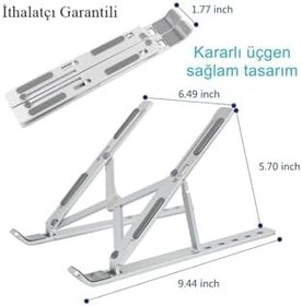 Resim Teknosepetim Katlanır Alüminyum Notebook Standı Ayarlı Laptop Metal Yükseltici Tutucu, Siyah tablettt9051 