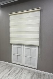 Resim Zebra Stor Perde Geniş Plise Güneşlik Perde, Krem, 130 x 260 