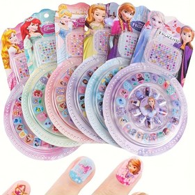 Resim Disney Karikatür Tarzı Rastgele Tırnak Çıkartmaları Süslemesi - Disney Buz Kraliçe Elsa, Anna ve Beyazkarısı Parçaları - Sevgililer Günü Sürpriz Hediyesi 