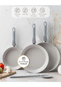 Resim Emsan Swiss Cyrstal Rs 3'lü Tava Seti Gri 24-26-30 Cm Gri 