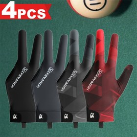 Resim 4 Paket Unisex Üç Parmak Tam Parmak Havuz Billiard Eldivenleri - Kapanışlı Elastik Nefes Alabilen Kaymaz Tutuş, Erkekler ve Kadınlar İçin Kırmızı/Siyah/Gri, Artan Görünürlük ve Kontrol, Billiard Aksesuarları, Billiard Ekipmanları 