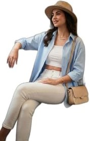 Resim Lela Pamuklu Regular Fit İliklenebilen Yırtmaç Detaylı Gömlek Bayan GÖMLEK 6772920 