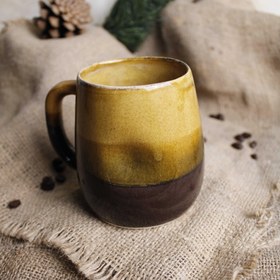 Resim Kulplu Thumb Print Kahve Kupası - Yeşil 