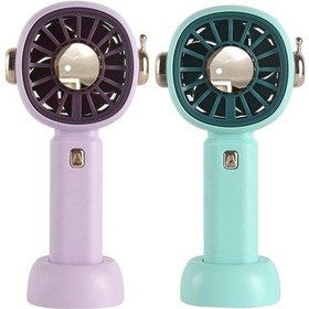 Resim 2 Adet Standlı El Tipi Vantilatör, Cep Vantilatörü Bir Mor + Bir Mavi 