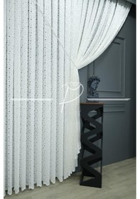 Resim Tül Perde Yırtmaç Desen Ultra Gramajlı Perde Ekru 