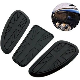 Resim Xuweiwei Black 3 Parça Evrensel Moto Gaz Tankı Pedi Harley Honda Yamaha T120 T100 İçin Diz Koruma Çıkartması 