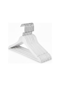 Resim Faravis Atelier Ahşap Askı Kıyafet Elbise Ve Gömlek Askısı 24 Adet Premium (ÖZEL AMERİKAN KANCALI) Beyaz -Gümüş 