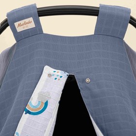 Resim Puset Örtüsü - Çift Taraflı - İndigo Müslin - Mavi Gökkuşağı 