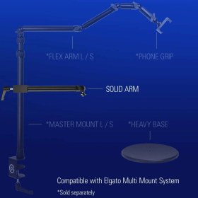 Resim Elgato Solid Arm Taşıyıcı Kol, Kamera & Işık & Mikrofon Bağlantıları Için (10AAG9901) 
