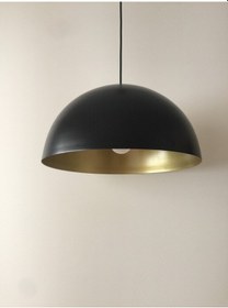 Resim Mylights Retro Metal Sarkıt Siyah Içi Sarı 40 Cm 