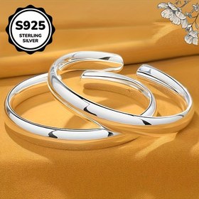 Resim 2 Adet 999 Ayar Gümüş Açık Bilezik | Hipoalerjenik | Pürüzsüz ve Parlak | Her Türlü Etkinlik İçin İdeal Hediye 