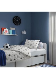 Resim Tek Kişilik Çocuk Nevresim Takımı 150x200/50x60 cm Futbol Temalı MeridyenDukkan Siyah-Beyaz 