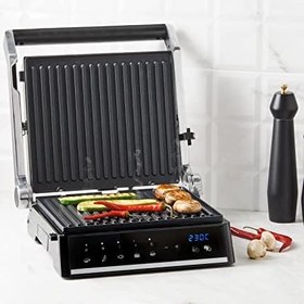 Resim Homend Grilliant 1341H Inox Gövdeli, Döküm Plakalı, 5 Programlı, Led Ekranlı Grill Tost Makinesi ve Izgara Makinesi 