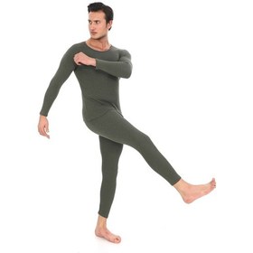 Resim Sauna Suit Unisex Termal Içlik, Kışlık Sıcak Tutan Pamuklu Yakmayan, Termal Takım, Termal Fanila Iclik Haki 