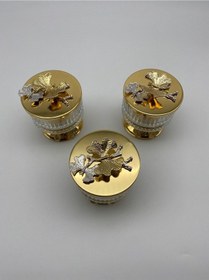 Resim 3'lü Ayaklı Gold Elysia Cam Magnolia Kasesi, Çerez, Tatlı Kasesi 