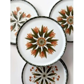 Resim Porland Rosids 20 cm Renkli Pasta Takımı 6 Kişilik 6 Parça Desenli Porselen 