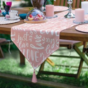 Resim 6+1li Çizgili Kalp Tasarımlı Pembe Aşk Temalı Supla Runner Seti 