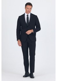 Resim İmza Siyah Mono Yaka Gabardin Astarlı Tek Yırtmaç Esnek 6 Drop Comfort Fit Basic Takım Elbise 1001255010 