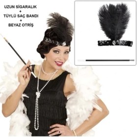 Resim Retro Charliston Aksesuar Seti – Gatsby Kostüm Seti 