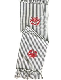 Resim Çizgili Keten kumaş üzerinde Yengeç Nakışlı Runner & Tablecloths / Kitchen & Table Linens 